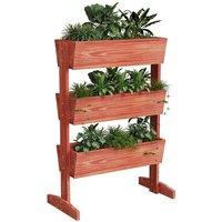 NESTLUNE 3Tier Raised Garden Bed Stackable Elevated Wooden in Brown | Size: 1.25kg