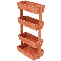 NESTLUNE 4Tier Raised Garden Bed Stackable Elevated Wooden in Brown | Size: 1.25kg