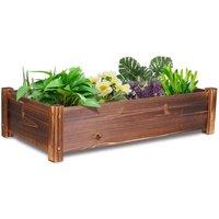 NESTLUNE Large Raised Flower Bed Wooden Rectangualr Planter in Brown | Size: 1.25kg