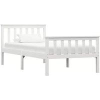 FLAVORA Single Bed 3ft Single White Solid Pine Bed Frame