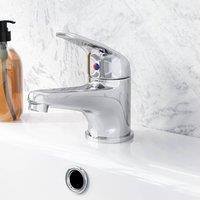 FLAVORA Single Lever Deck Mounted Basin Mixer Tap in Metallic Silver | Size: 10000mm x 520mm