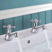 FLAVORA Stratford Chrome Basin Tap Pair with Waste in Metallic Silver | Size: 10000mm x 520mm