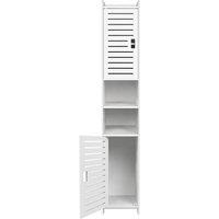 FLAVORA 5 Tier Slimline Freestanding Bathroom Tall Storage Cabinet in White