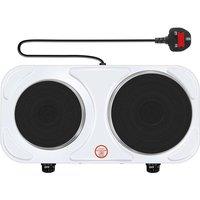 FLAVORA Portable Double Electric Hot Plate Table Top Hob in White | Size: 0.6m2