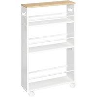 FLAVORA Rolling Utility Storage Trolley Cart with Handle in White | Size: 500mm