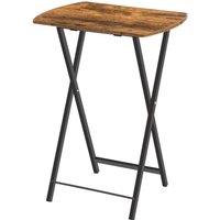FLAVORA 48 x 36 x 66 cm Folding TV Snack Tray Side Bedside Table in Brown | Size: 0.6m2