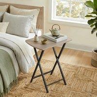FLAVORA Grey-48 x 36 x 66 cm Folding TV Snack Tray Side Bedside Table in Grey | Size: 0.6m2