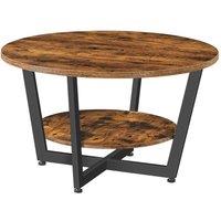 FLAVORA Round Coffee Side End Table for Living Room in Brown | Size: 0.6m2