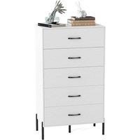 FORGEVIO Modern Tall Chest of Drawers with Metal Legs Handles-White in White