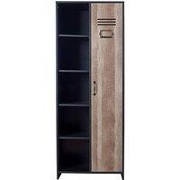 FORGEVIO Single Wardrobe Industrial Design Black Brown 1 Door 5 Shelf Storage