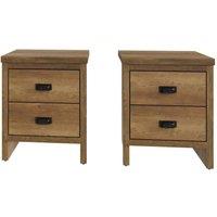 FORGEVIO 2 Drawer Bedside chest Knotty Oak design sturdy construction in Brown