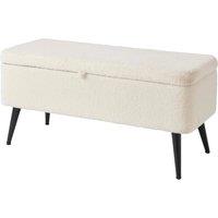 FORGEVIO Large Storage Ottoman Bench Window Seat Boucle fabric in Cream
