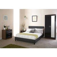 FORGEVIO 5ft King Size Faux Leather Bed in a Box Black