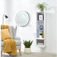 FORGEVIO Tall Display Shelf Unit with LED White Book wall mount