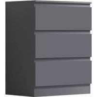FORGEVIO 3 Drawer Chest Of Drawers Bedside Table in Grey