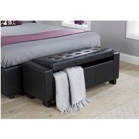 FORGEVIO Bench Seat Box Luxurious soft Black Faux Leather storage Bedding