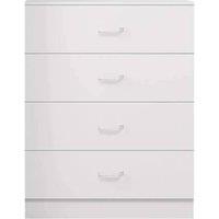 FORGEVIO 4 Drawer Chest Of Drawers Sideboard with Metal T-Bar Handles in White