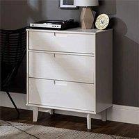 FORGEVIO Pine 3 Drawer Chest of Drawers Groove Handle Drawer in White