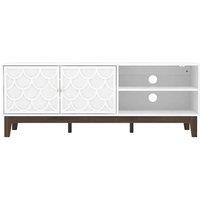 FORGEVIO TV Media Entertainment Unit Stand Cabinet Easy Assembly in White