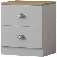 FORGEVIO White Bedside Table Cabinet 2 Drawer Metal Cup Handles