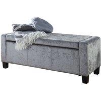 FORGEVIO Ottoman Seat tactile soft Grey Crushed Velvet storage Blanket Box