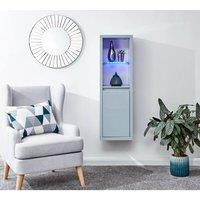 FORGEVIO HIGH GLOSS WALL MOUNTED LED DISPLAY UNIT Blue LED lights Storage in Grey