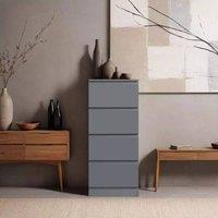 FORGEVIO 4 Drawer Chest Of Drawers Dark Grey Matt Bedside Scratch Resistant