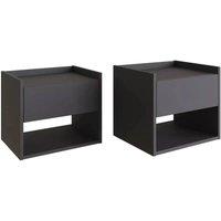 FORGEVIO Wall Mounted Pair of Bedside Tables Anthracite Grey
