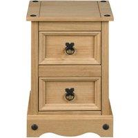 FORGEVIO Bedside Cabinet 2 Drawer Bedroom Drawers Side Table Nightstand Waxed in Brown