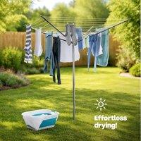 EONLION 4 Arm Rotary Washing Line 45m in Grey | Size: 100 cm