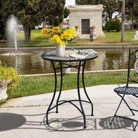 FORGEVIO 60cm Round Mosaic Side Table, Plant Stand for Indoor in Black