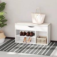 FORGEVIO Wooden Shoes Cabinet Bench Hidden Storage Padded Seat