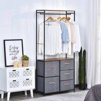 FORGEVIO 175x83cm Freestanding Clothes Hanger Storage Steel Frame in Black | Size: 175x83 cm