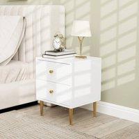 FORGEVIO Modern Bedside Table with 2 Drawers, Side Table with Metal
