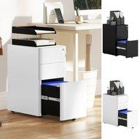 FORGEVIO 3-Drawer Mobile Filing Cabinet with Hanging Bar for A4 in White