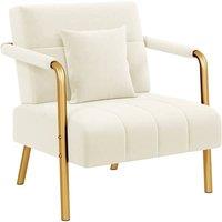 Kelvenix 75.5 cm W Velvet Accent Armchair with Cozy Pillow in Beige | Size: 0.6m2
