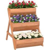Kelvenix 3 Tier Raised Garden Bed Wooden Elevated Planter Box Kit in Brown | Size: 100g
