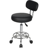Levede Swivel Drafting Chair Round Rolling Stool Leather Height Adjustable in Black