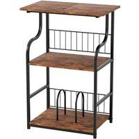 Levede 3 Tier Record Player Stand Vinyl End Side Table 2 Storage Shelf in Brown