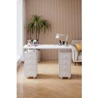 8-Drawer Mobile Manicure Table with Lockable Wheels in White