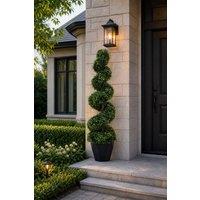 Garden Sanctuary 2 Pack Artificial Topiary Spiral Boxwood Tree Fake Plant in Green