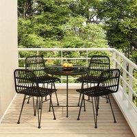 Berkfield Home 5 Piece Garden Dining Set Black Poly Rattan