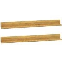Berkfield Home Wall Shelves 2 pcs 110x10x10 cm Solid Wood Teak in Brown | Size: 110 x 10 x 10 cm