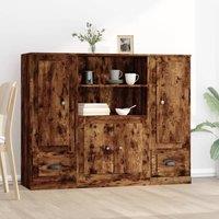 Berkfield Home Highboards 3 pcs Smoked Oak Engineered Wood in Brown
