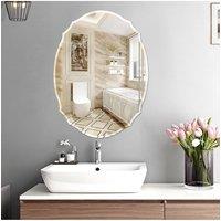 Living and Home 40cm W x 60cm H Modern Beveled Edge Frameless Special-Shaped Wall Mirror in Natural | Size: 40 cm W x 60 cm H