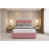 Chester & Oakley Valencia Plush Divan Bed Base No Drawers - 26 Headboard in Pink | Size: Double