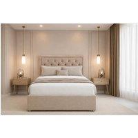 Chester & Oakley Valencia Plush Divan Bed Base No Drawers - 26 Headboard in Stone | Size: Small Single