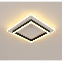 Pheashine Modern White Square LED Ceiling Light, 41W 3000K Flush Mount, 40cm in Black