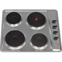 SIA 60cm Stainless Steel Solid Plate 4 Zone Electric Easy Clean Hob PHP601SS in Silver
