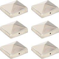 Berkfield Home Pyramid Fence Post Caps 6 pcs Stainless Steel 81x81 mm in Silver